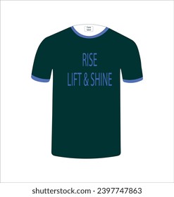 green color t shirt with caption