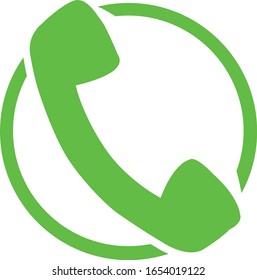 Green Color Telephone Vector Icon Logo