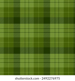 Green color tone plaid seamless pattern vector. Background graphic tartan check fashion design use for print, texture, cloth, fabric, flannel.	
