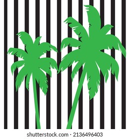 green color tree pattern vector on black and white striped background