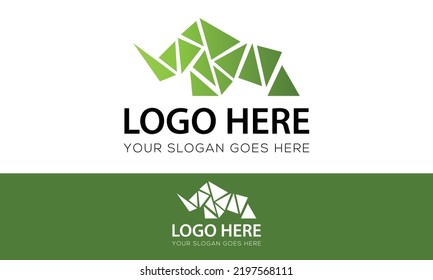 Green Color Triangle Shape Rhino Logo Design