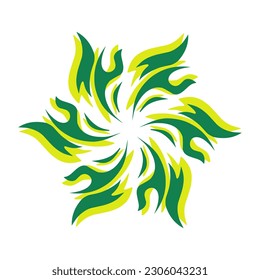 Green color tribal illustration with shadow. Perfect for icons, logos, sticker elements, web elements, t-shirt, hat and shoe designs as well as tattoos