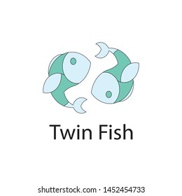 Green color twin fish logo.