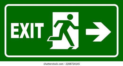 Green Color Vector Emergency Exit Door Stock Vector (Royalty Free ...