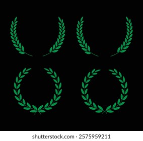 Green color Vector laurel wreath set design