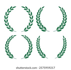 Green color Vector laurel wreath set design
