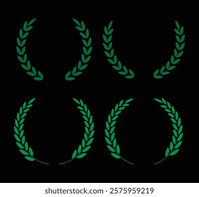 Green color Vector laurel wreath set design