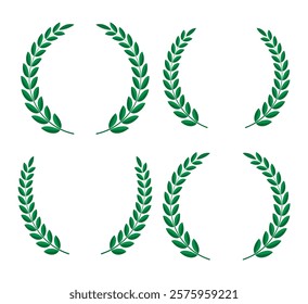 Green color Vector laurel wreath set design