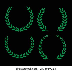 Green color Vector laurel wreath set design