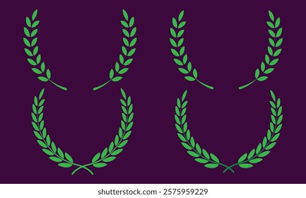 Green color Vector laurel wreath set design