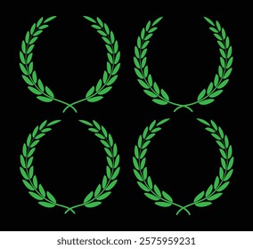 Green color Vector laurel wreath set design