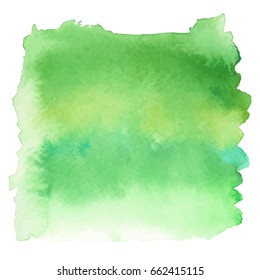 Green Color Watercolor Hand Drawn Gradient Banner. Paint Wash.