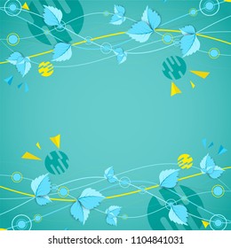 Green color wave with leaves. Nature theme vector