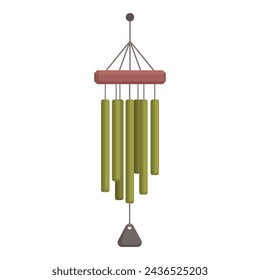 Green color wind chime icon cartoon vector. Metal bell. Hang vacation cool fair