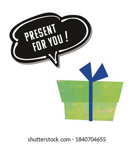 Green color Present.「present for you !」