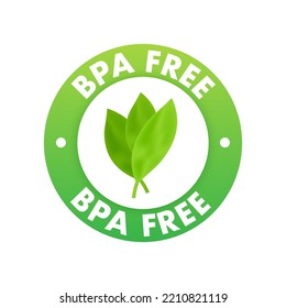 Green colored BPA free emblems, badge, logo, icon. Vector stock illustration.