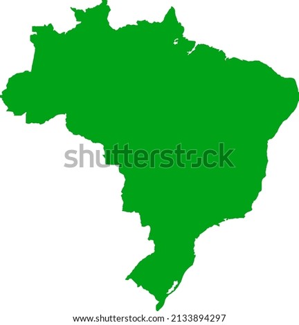 Green colored Brazil outline map. Political brazilian map. Vector illustration map.