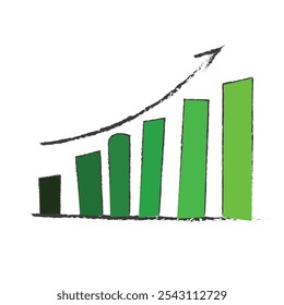green colored business graph with arrow. growth concept.