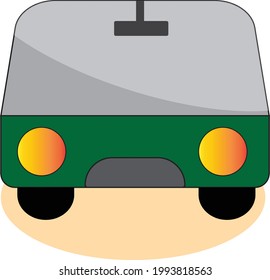 A green colored car - Illustration , vector , icon