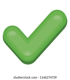 Green colored check mark icon used as right symbol, this is tick mark icon