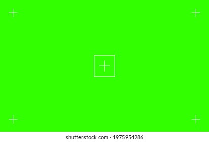 Green colored chroma key background screen flat style design vector illustration. Chroma key VFX screen with tracking marks on it abstract background concept for video footage.