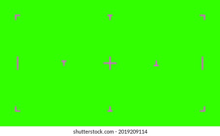 Ilustración vectorial de diseño de estilo plano de la pantalla de fondo de croma de color verde. Pantalla VFX de clave cromática con marcas de seguimiento en su concepto de fondo abstracto para material de vídeo.