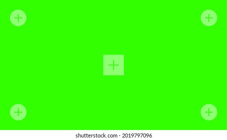Grüne farbige Chroma-Key-Hintergrund-Bildschirm flach Design Vektorgrafik. Chroma-Key-VFX-Bildschirm mit Tracking-Markierungen auf ihm abstraktes Hintergrundkonzept für Video-Videos.