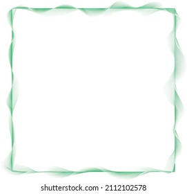 green colored frame with abstract vector waves lines on white background