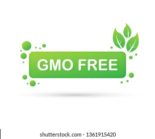 Green colored GMO free emblems, badge, logo, icon. Vector stock illustration.