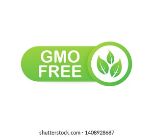 Green colored GMO free emblems, badge, logo, icon. Vector stock illustration.
