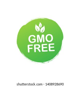 Green colored GMO free emblems, badge, logo, icon. Vector stock illustration.
