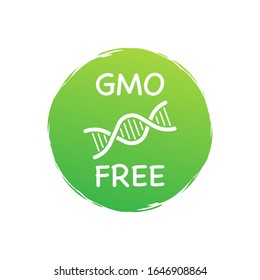 Green colored GMO free emblems, badge, logo, icon. Vector stock illustration.