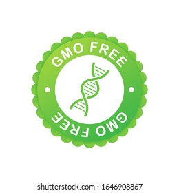Green colored GMO free emblems, badge, logo, icon. Vector stock illustration.