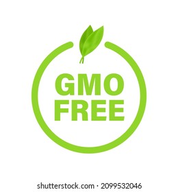 Green colored GMO free emblems, badge, logo, icon. Vector stock illustration.