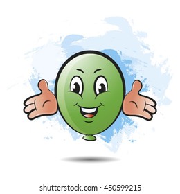 green colored happy balloon cartoon-vector drawing