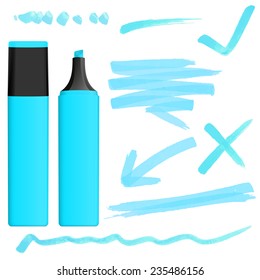 green colored highlighter with different hand drawn markings