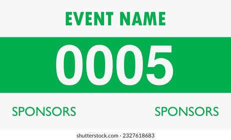 Green colored marathon number bib isolated on white.