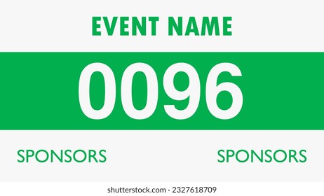 Green colored marathon number bib isolated on white.