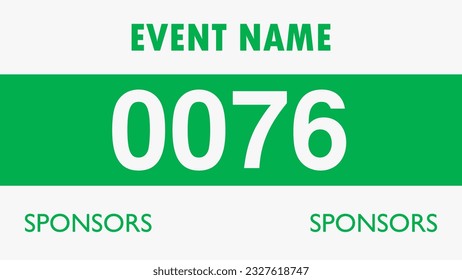 Green colored marathon number bib isolated on white.