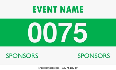 Green colored marathon number bib isolated on white.