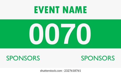Green colored marathon number bib isolated on white.