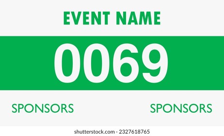 Green colored marathon number bib isolated on white.