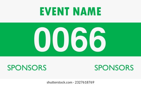 Green colored marathon number bib isolated on white.