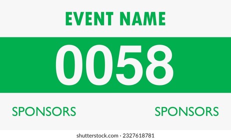 Green colored marathon number bib isolated on white.