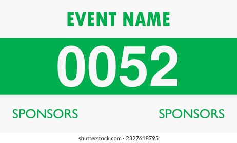 Green colored marathon number bib isolated on white.