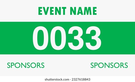 Green colored marathon number bib isolated on white.