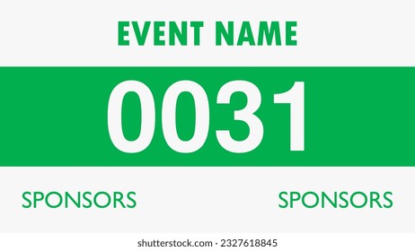 Green colored marathon number bib isolated on white.