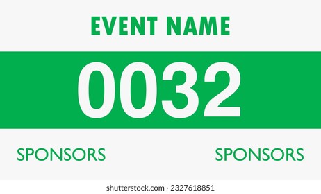Green colored marathon number bib isolated on white.