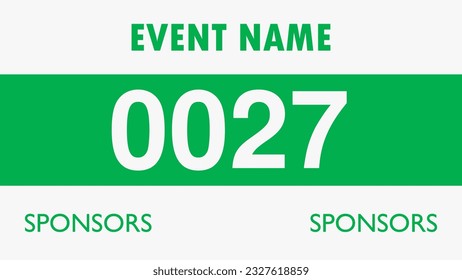Green colored marathon number bib isolated on white.