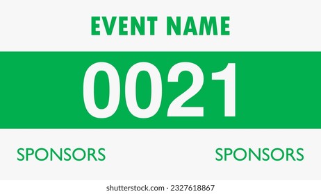 Green colored marathon number bib isolated on white.